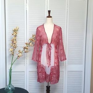 A Paradise Red Paisley Swim Coverup O/S